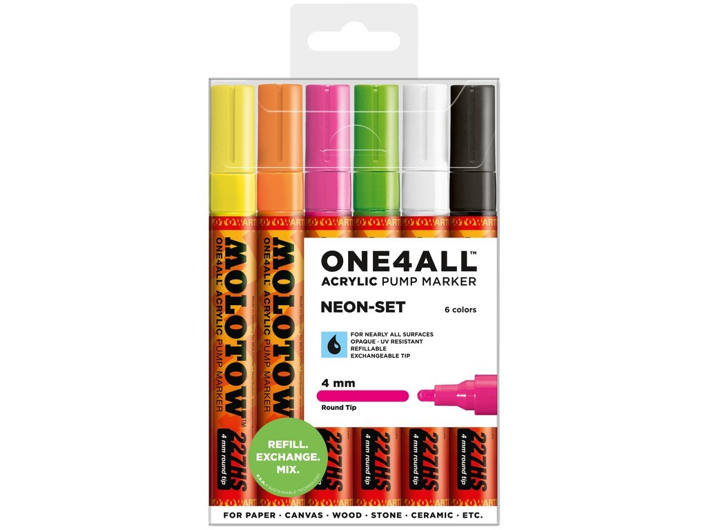 Set Markere Molotow ONE4ALL 227HS Neon-Set, 6 buc