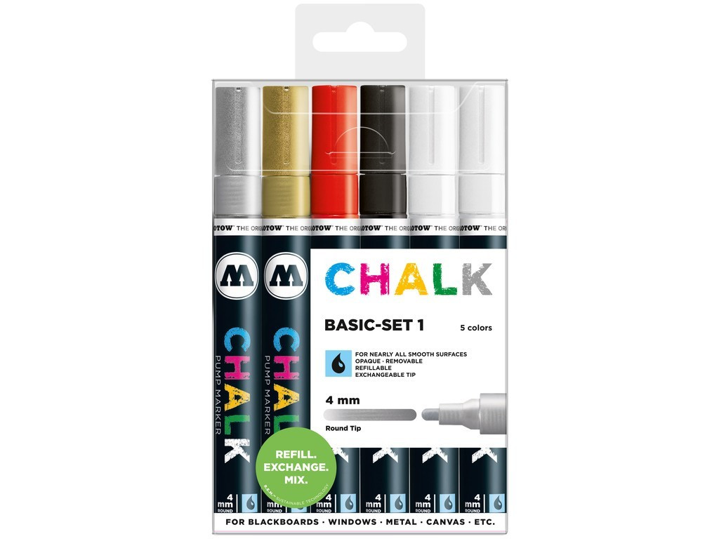 Set Molotow Chalk Marker Basic-Set 1, 4 mm, 6 buc