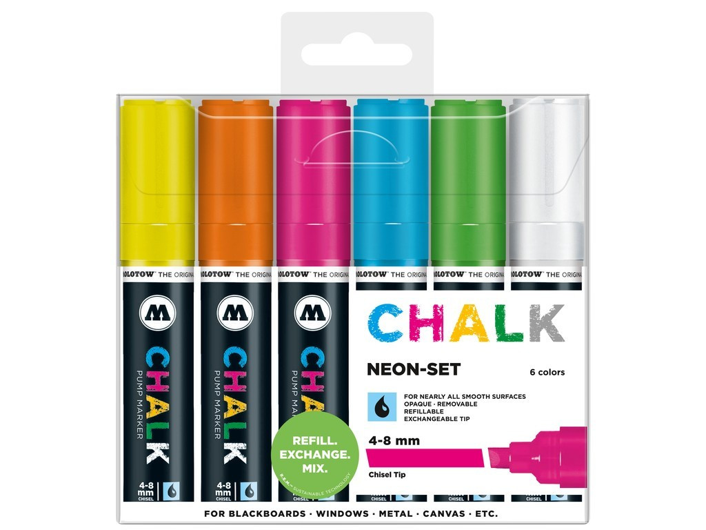 Set Molotow Chalk Marker Neon-Set, 4-8 mm, 6 buc