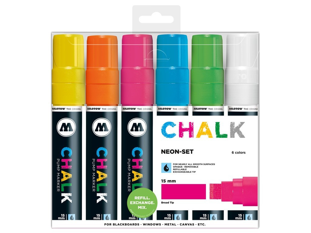 Set Markere Molotow Chalk Marker Neon-Set, 15 mm, 6 buc