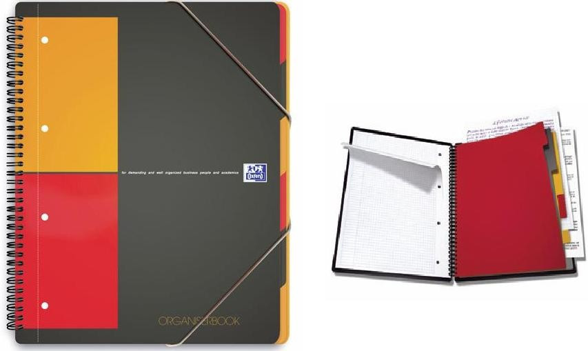 Caiet cu spirala A4+ OXFORD International Organiserbook, 80 file 80g/mp, 4 perf., coperta PP dictan