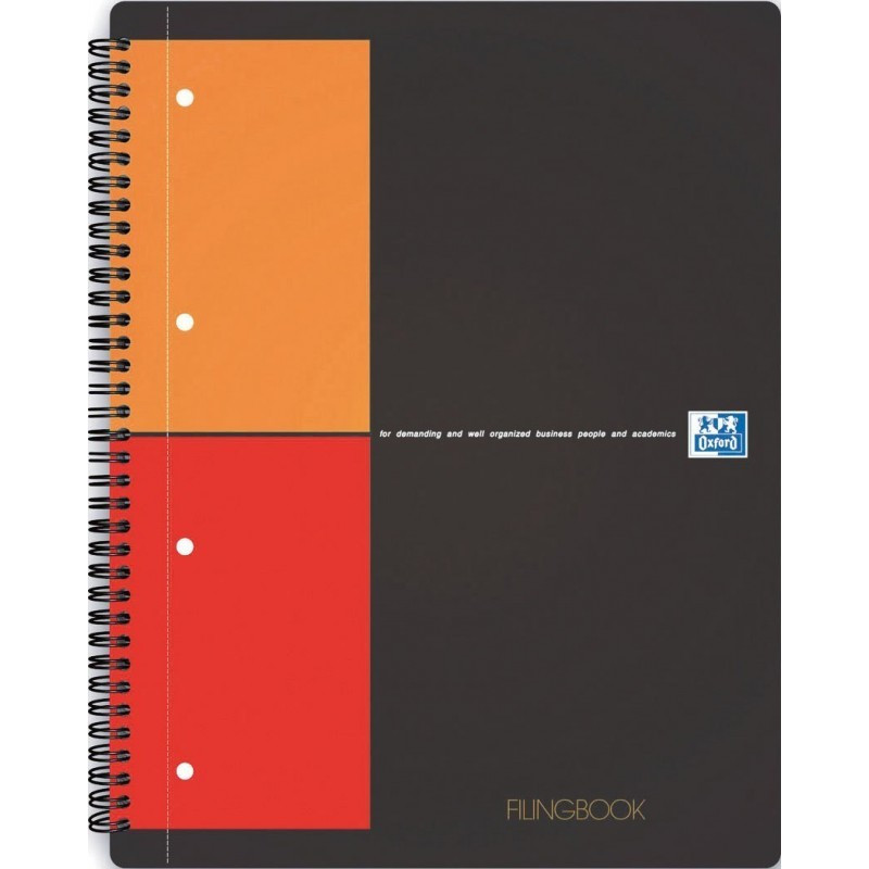 Caiet cu spirala A4+ OXFORD International Filingbook, 100 file 80g/mp, coperta carton rigid dictand