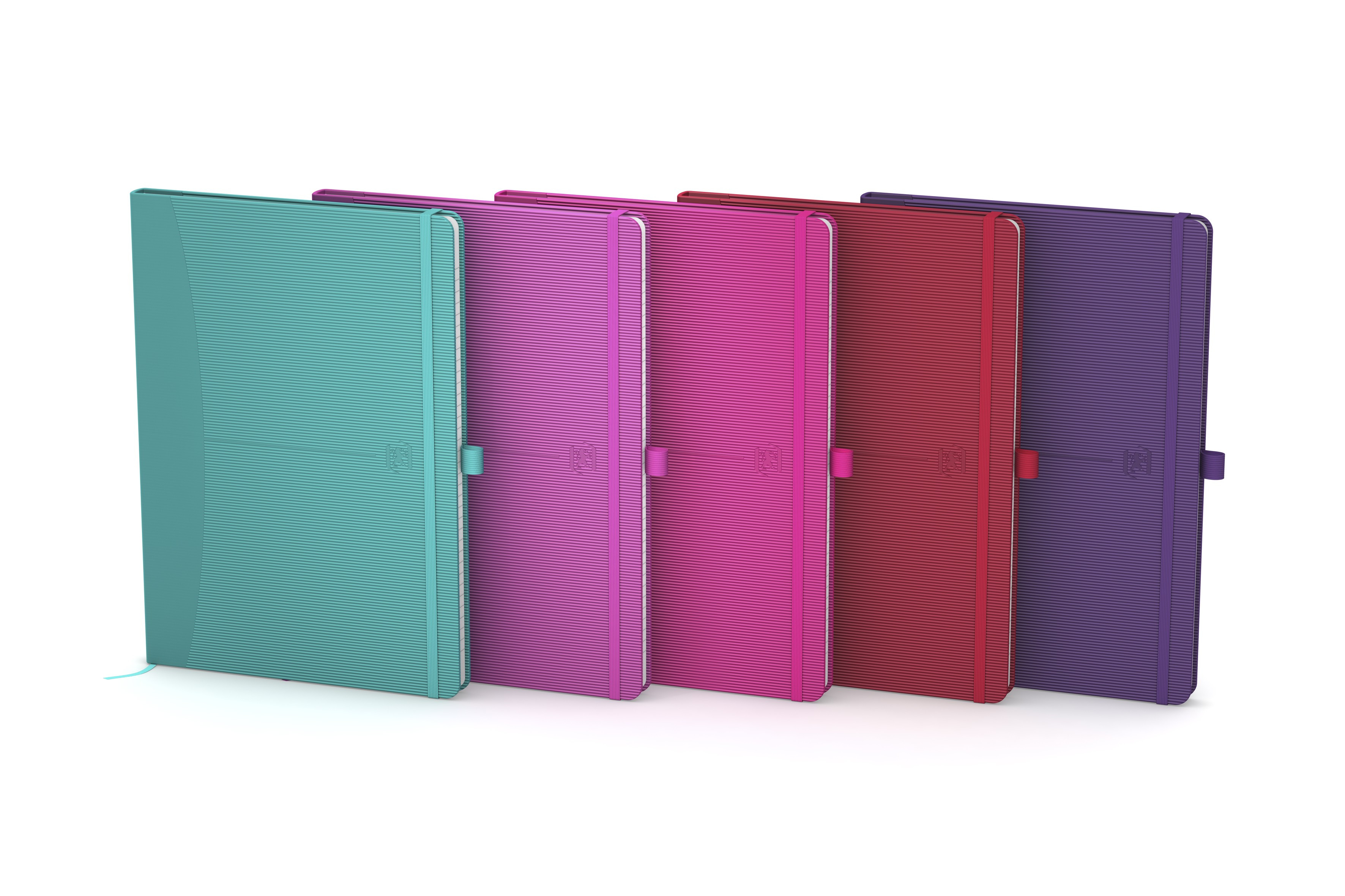 Caiet cu elastic, A5, OXFORD, coperta carton rigid, buzunar, 80 file 90g/mp, dictando culori intense