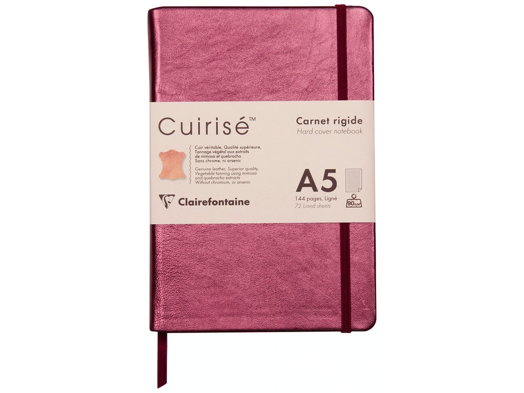 Notebook cu copertă tare din piele Cuirise, A5, Clairefontaine, 72 file, Copper