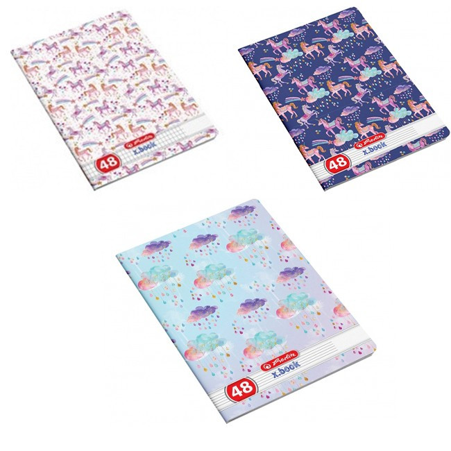 Set 10 caiete Herlitz Unicorn A5, 48 File, 5 Dictando + 5 Matematica