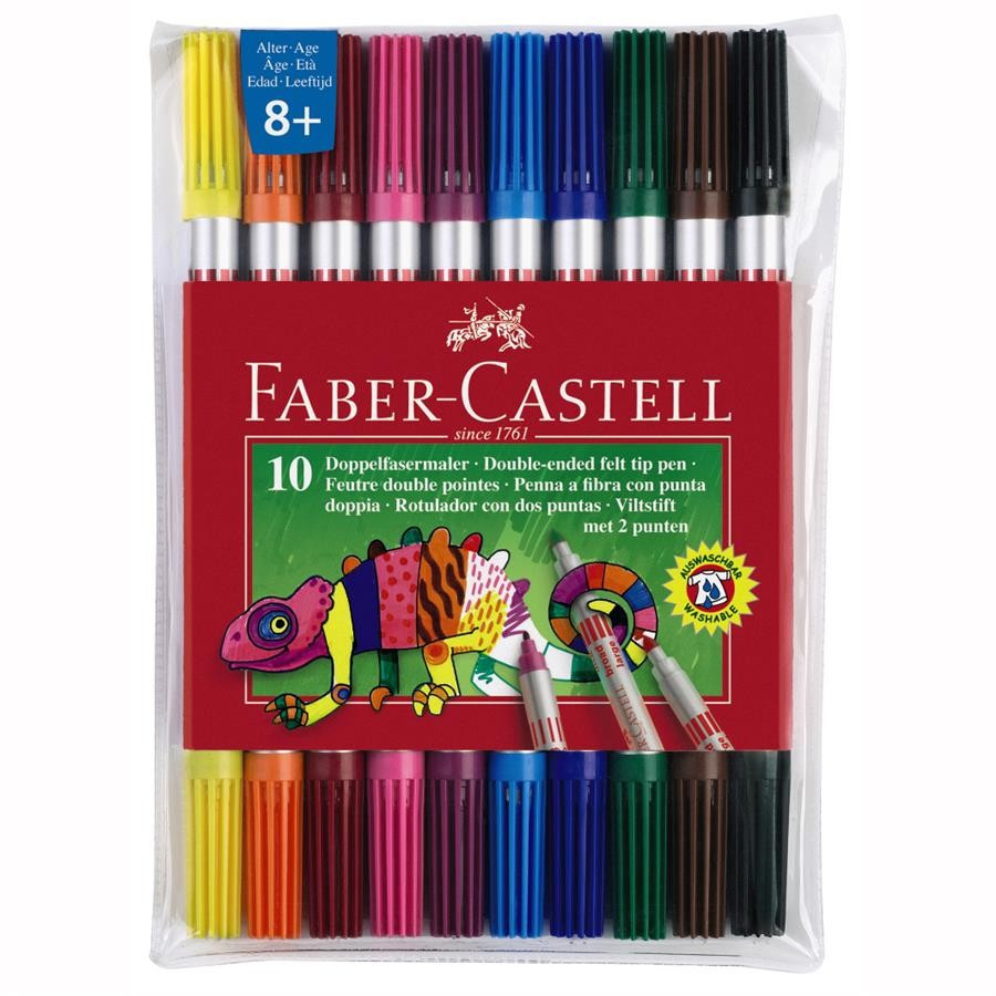 Carioci Faber-Castell, 10 Culori, 2 Capete