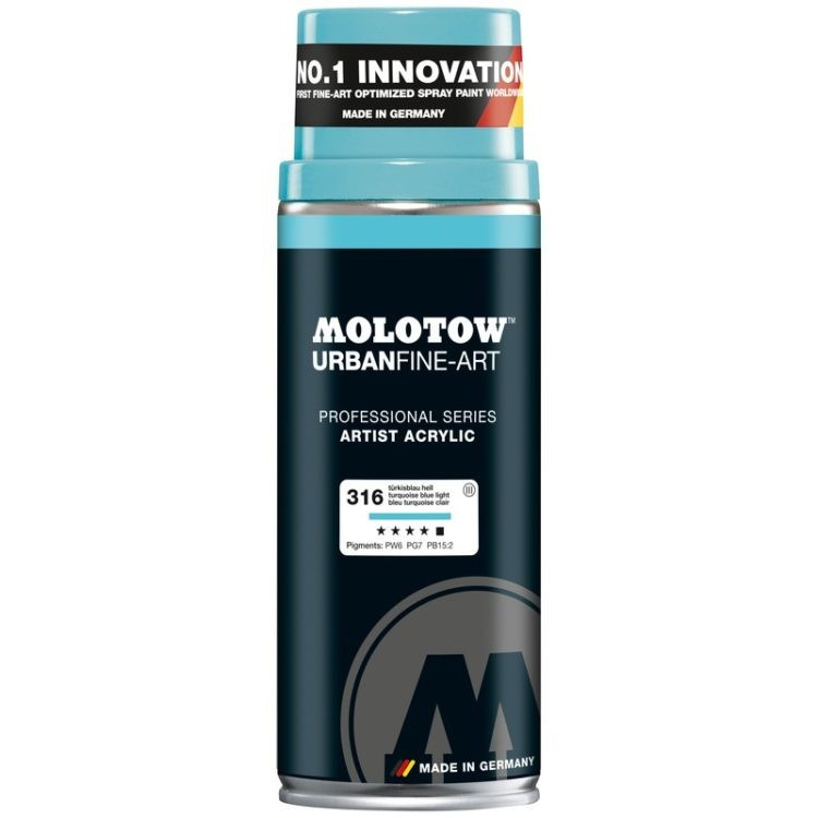 Spray acrilic UFA Artist Molotow, 400 ml, turquoise blue light