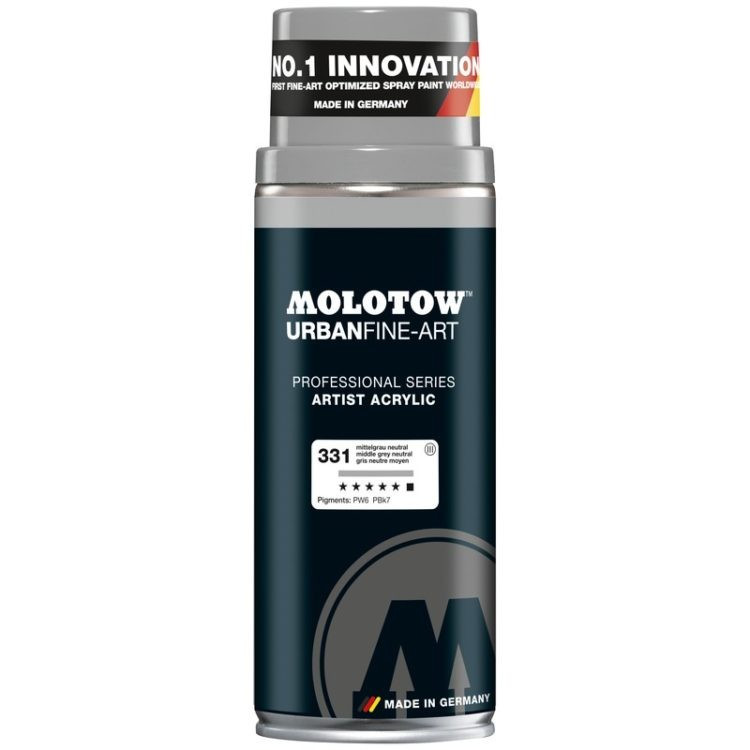 Spray acrilic UFA Artist Molotow, 400 ml, middle grey neutral