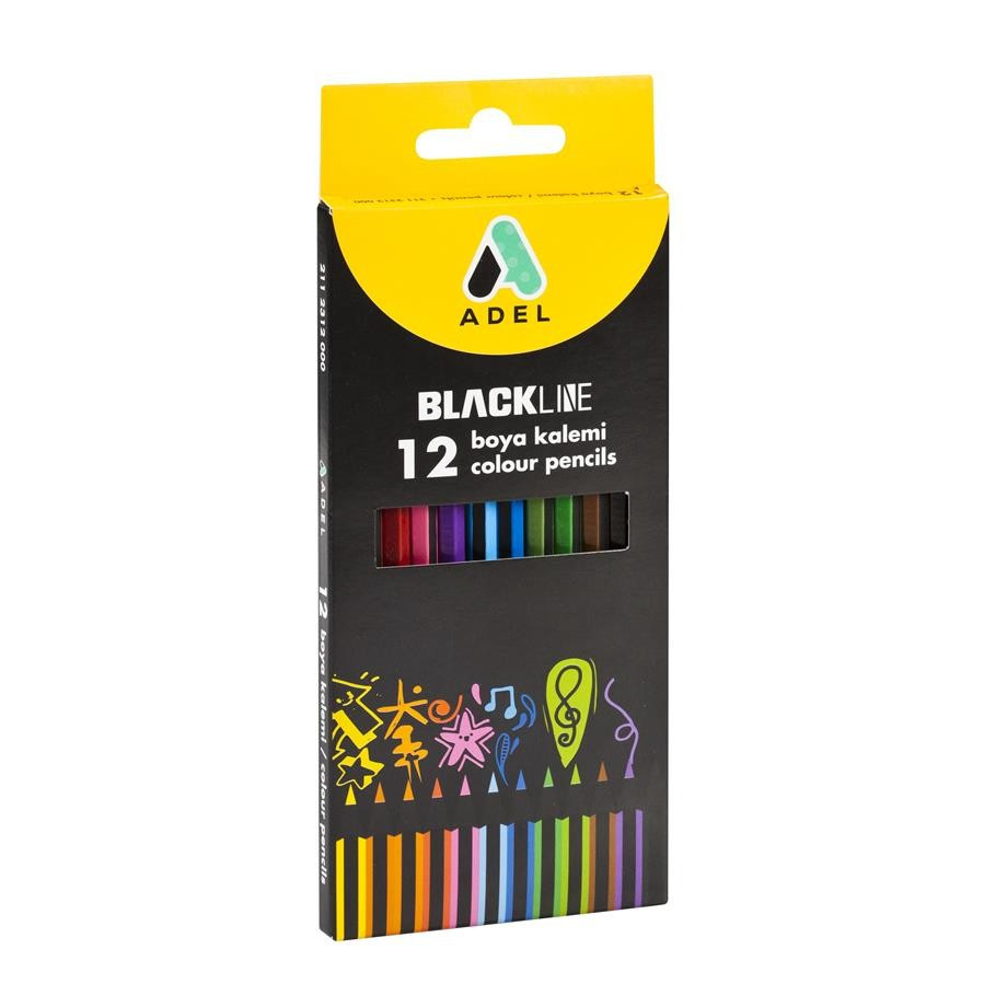 Creioane Colorate Adel, Lemn Negru , 12 culori