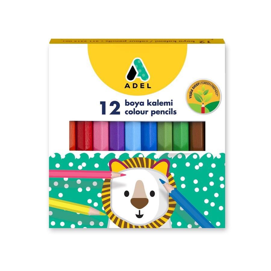 Creioane Colorate Scurte Adel, 12 culori