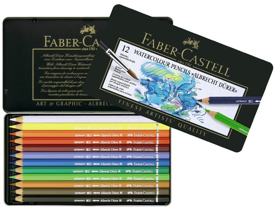 Creioane colorate Faber-Castell Acuarela A.Durer, 120 culori + CD, cutie metal