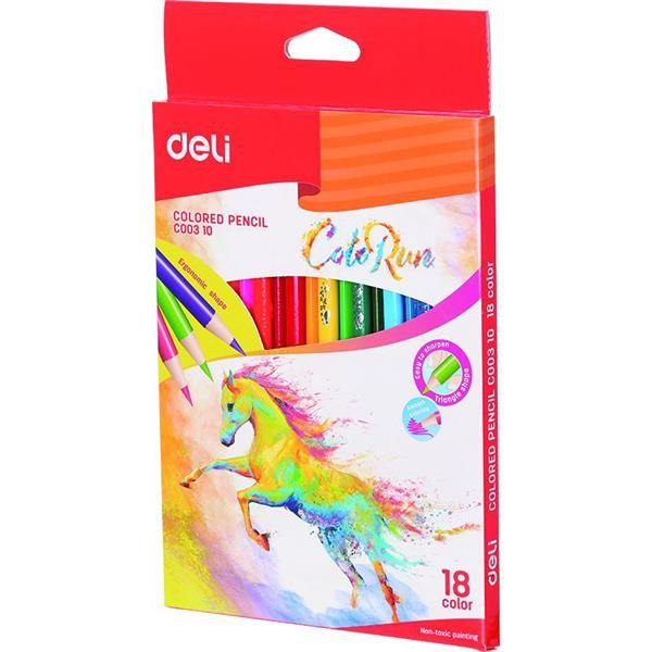 Creioane Colorate Deli, 18 Culori ColoRun
