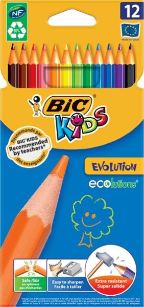 Creioane colorate BIC Evolution, 12 buc/set