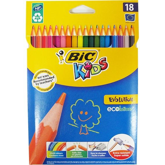 Creioane colorate BIC Evolution, 18 buc/set
