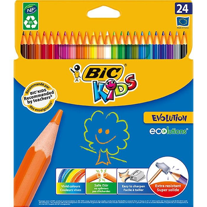 Creioane colorate BIC Evolution, 24 buc/set