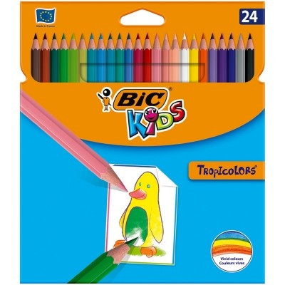 Creioane colorate BIC Tropicolors, 24 buc/set