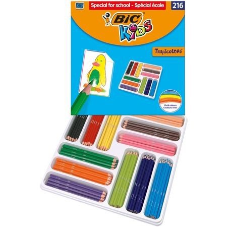 Creioane colorate BIC Tropicolors, 216 buc/set