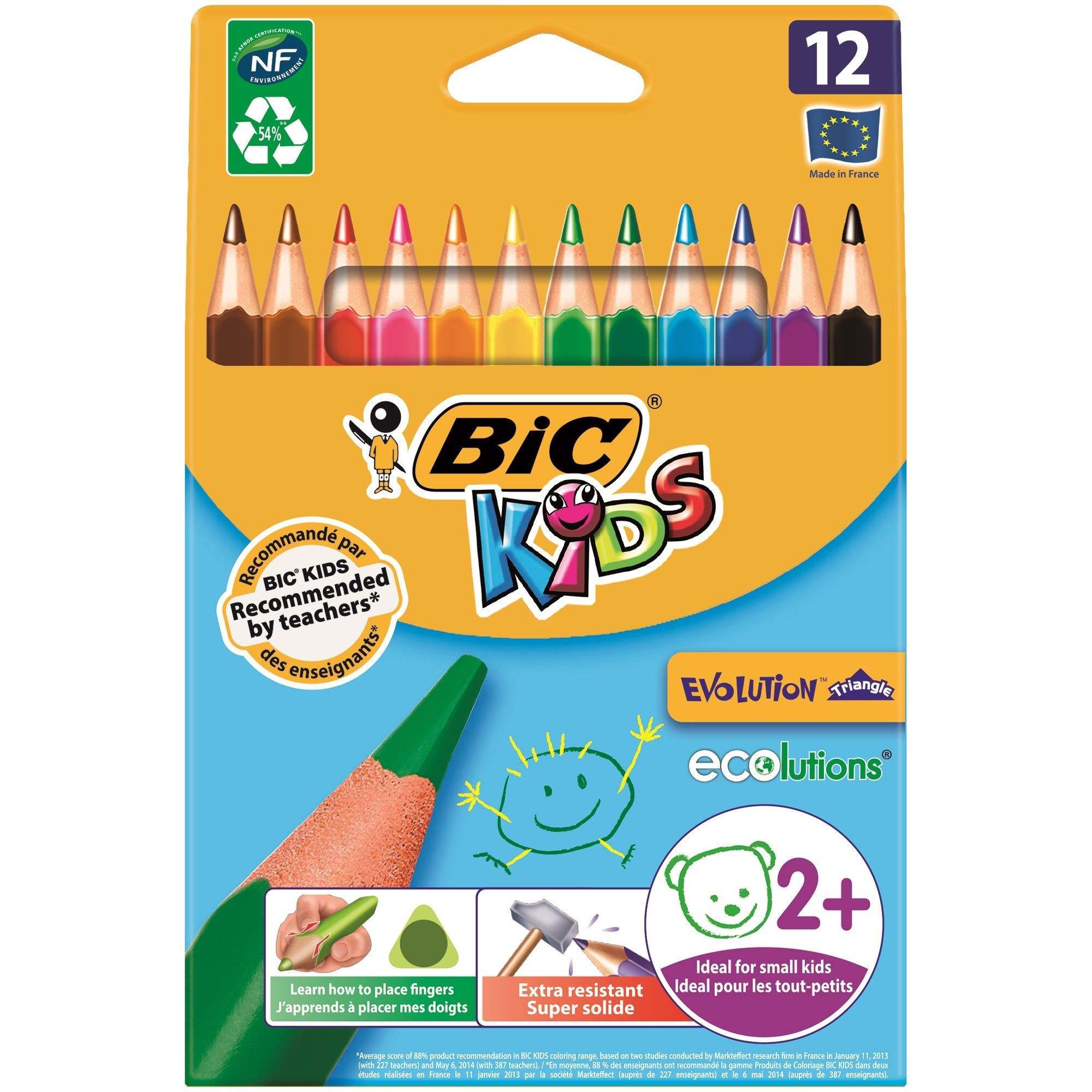 Creioane colorate BIC Evolution Triunghiulare, 12 buc/set