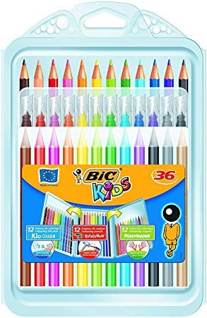 Coloring Pachet Mixt BIC: Creioane colorate -12 , Markere de Colorat - 12, Creioane Cerate - 12
