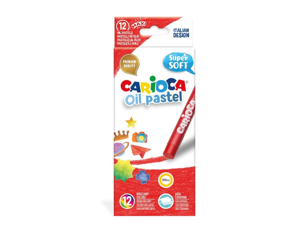 Set creioane cerate Carioca Oil Pastel Maxi, 12 buc/cutie
