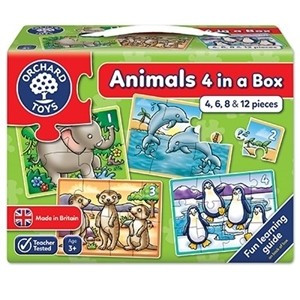 Set 4 Puzzle Orchard Toys Animale Piese Animals Four In A Box, 4 6 8 Si 12