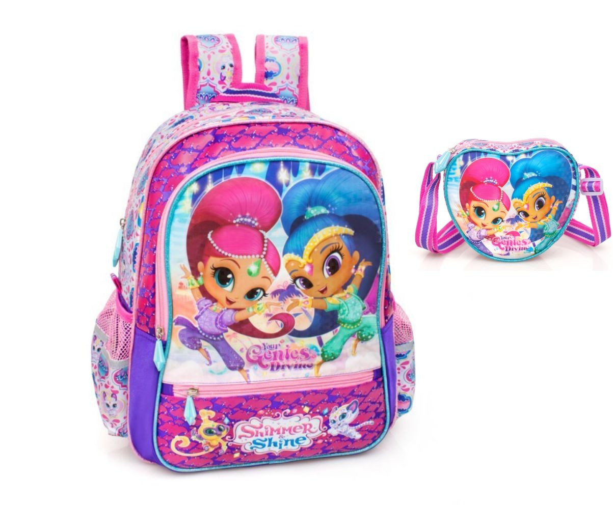 Set scoala Shimmer & Shine - Ghiozdan, Penar tip borseta, 20 caiete herlitz A5 48 file si 12 Creioane Grafit Pelikan 2B