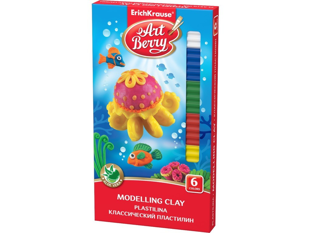 Plastilină ArtBerry cu Aloe Vera, 6 culori si cuțit modelaj