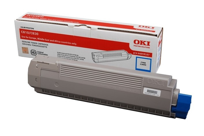 Cartus Toner Original Oki 44059107 Cyan, 8000 pagini