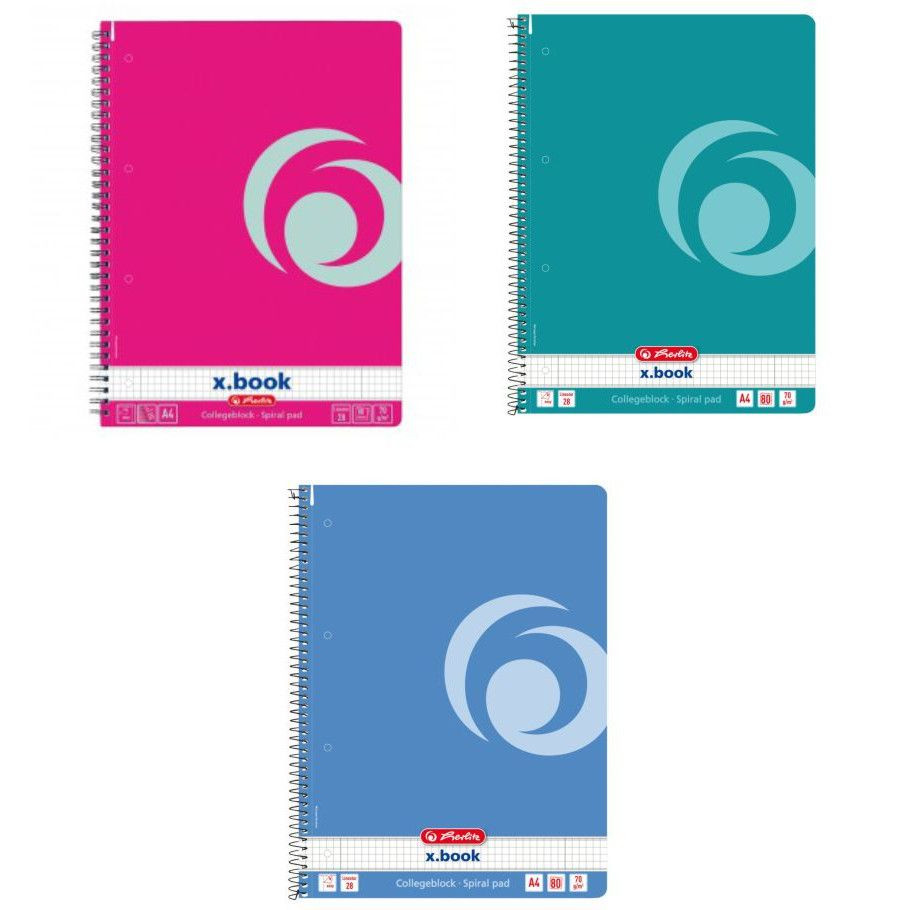 Set 4 caiete Herlitz Rainbow A4, matematica , 80 File , Spirala