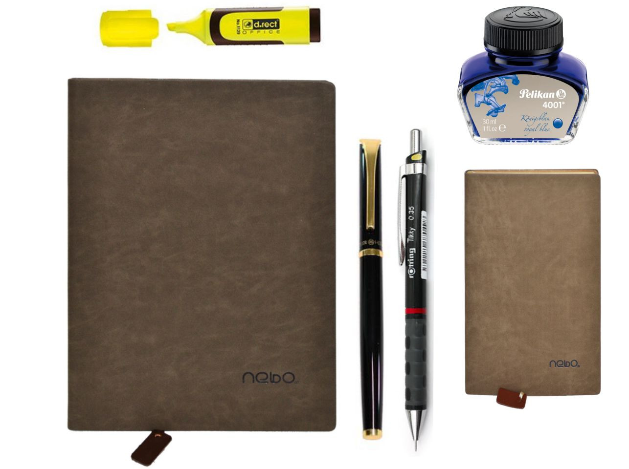 Set Agenda A5 + A7 Nedatata nebo 120 File portocaliu , Stilou Hero , Creion Mecanic, Cerneala, Textmarker