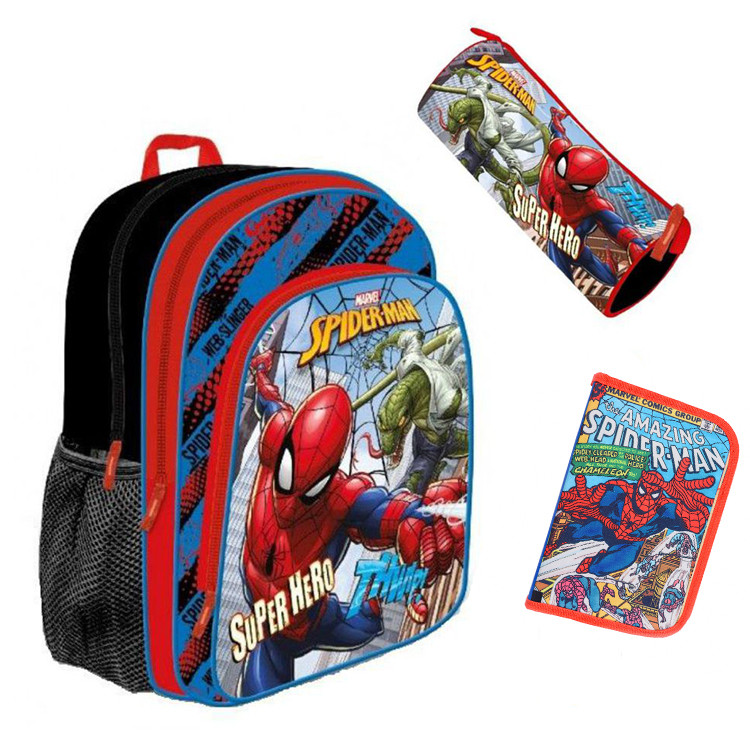 Set scoala Spiderman - Ghiozdan, Penar Neechipat, Penar Etui, 20 caiete Herlitz A5 48 File