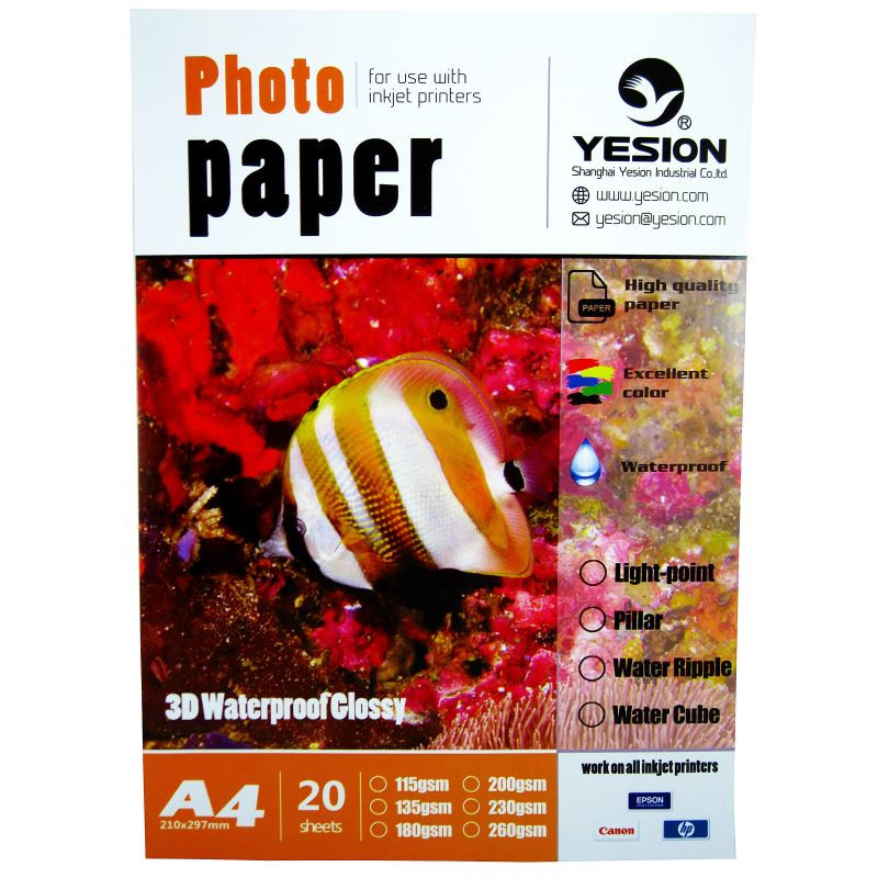 Hartie foto Yesion 3D Glossy A4, 230 g/mp, 20 coli/pachet