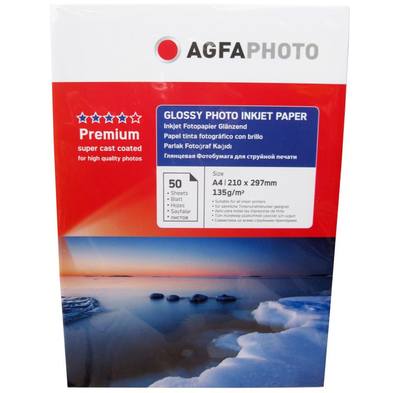 Hartie foto Agfa Glossy A4, 135 g/mp, 50 coli/pachet