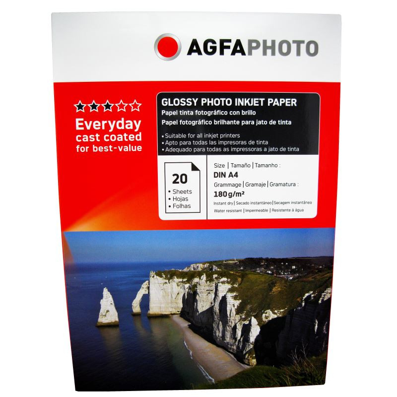 Hartie foto Agfa Glossy A4, 180 g/mp, 20 coli/pachet