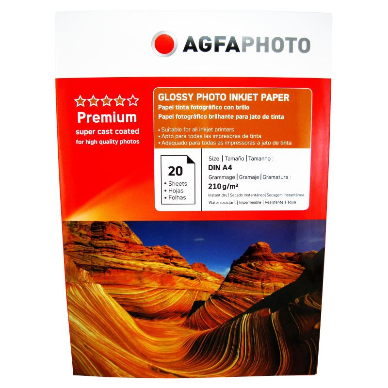 Hartie foto Agfa Glossy A4, 210 g/mp, 20 coli/pachet