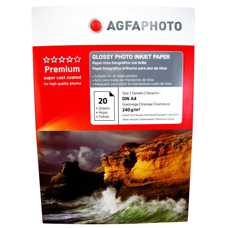 Hartie foto Agfa Glossy A4, 240 g/mp, 20 coli/pachet