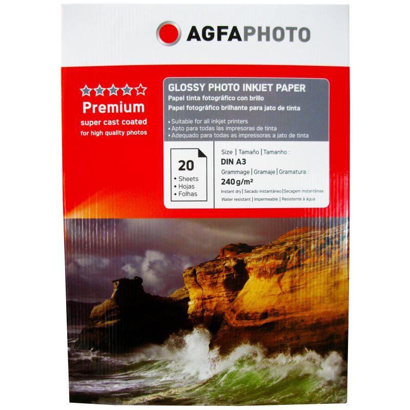 Hartie foto Agfa Glossy A3, 240 g/mp, 20 coli/pachet