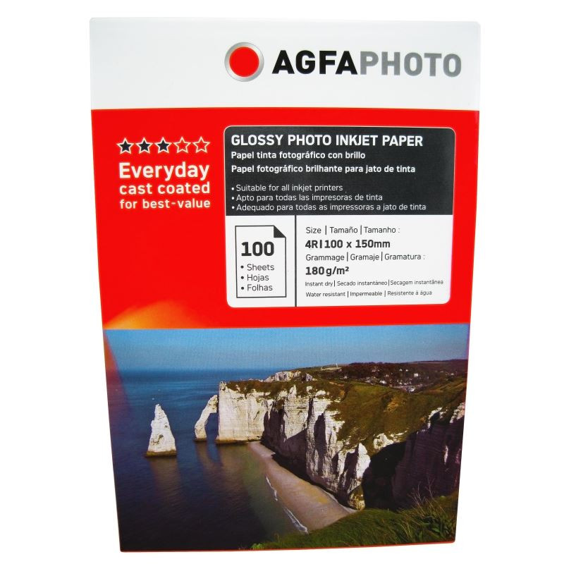 Hartie foto Agfa Glossy 4R, 180 g/mp, 100 coli/pachet