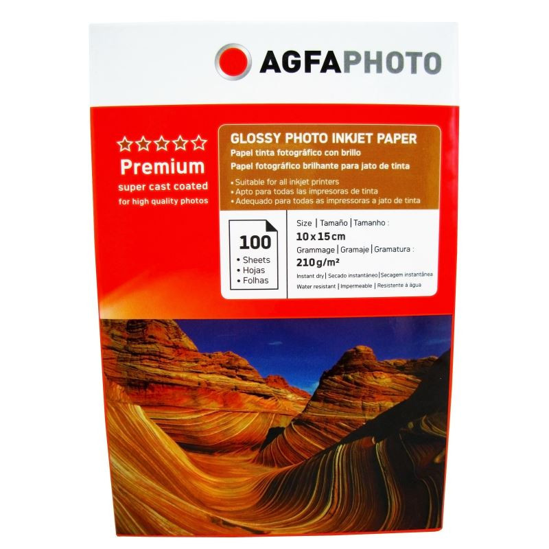 Hartie foto Agfa Glossy 4R, 210 g/mp, 100 coli/pachet