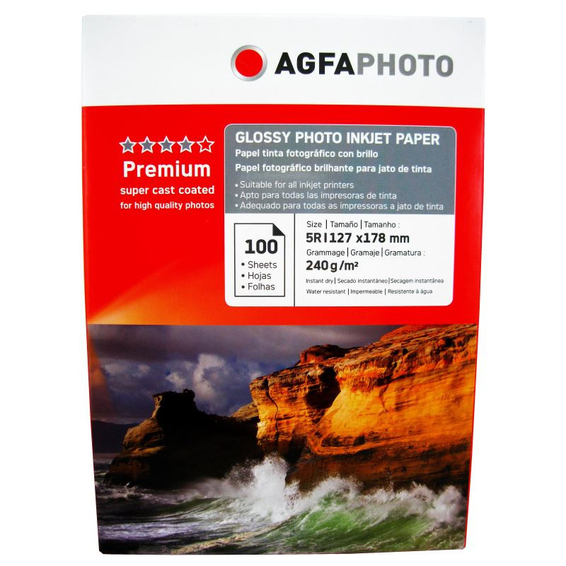 Hartie foto Agfa Glossy 5R, 240 g/mp, 100 coli/pachet