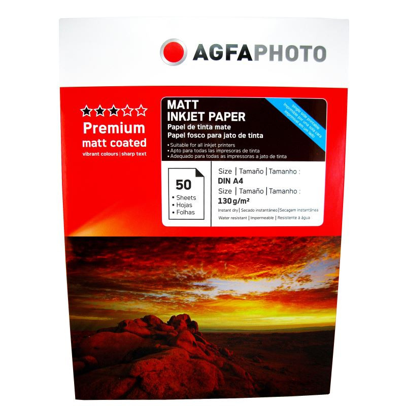 Hartie foto Agfa Matte A4, 130 g/mp, 50 coli/pachet