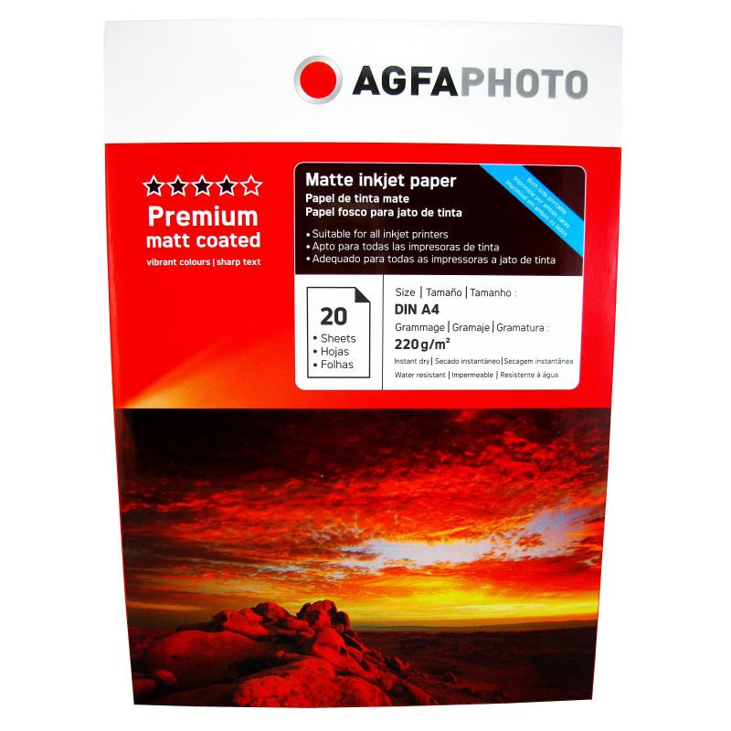 Hartie foto Agfa Matte Double A4, 220 g/mp, 20 coli/pachet