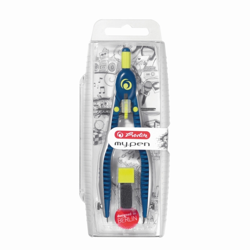 Compas My Pen Setare Rapida Albastru Inchis/Lime Herlitz