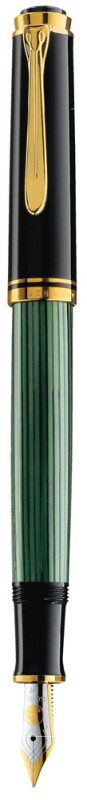 Stilou Souveran M400 F, Penita Aur 14K, Accesorii Placate Cu Aur, Corp Negru-Verde Pelikan