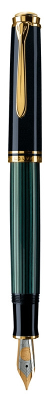 Stilou Souveran M800 M, Penita Aur18K, Accesorii Placate Cu Aur, Corp Negru-Verde Pelikan