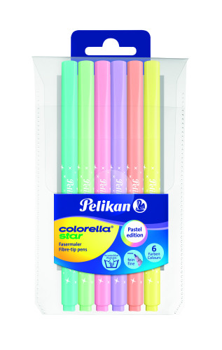 Carioca Colorella Star C302, Set 6 Culori Pastel, Varf 0.8 mm Pelikan