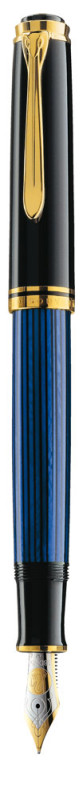 Stilou Souveran M800 F Penita Aur 18K, Accesorii Placate Cu Aur, Corp Negru-Albastru Pelikan