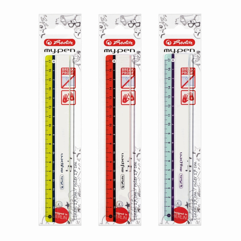 Rigla Plastic 17Cm My.Pen 3 Combinatii De Culori Herlitz