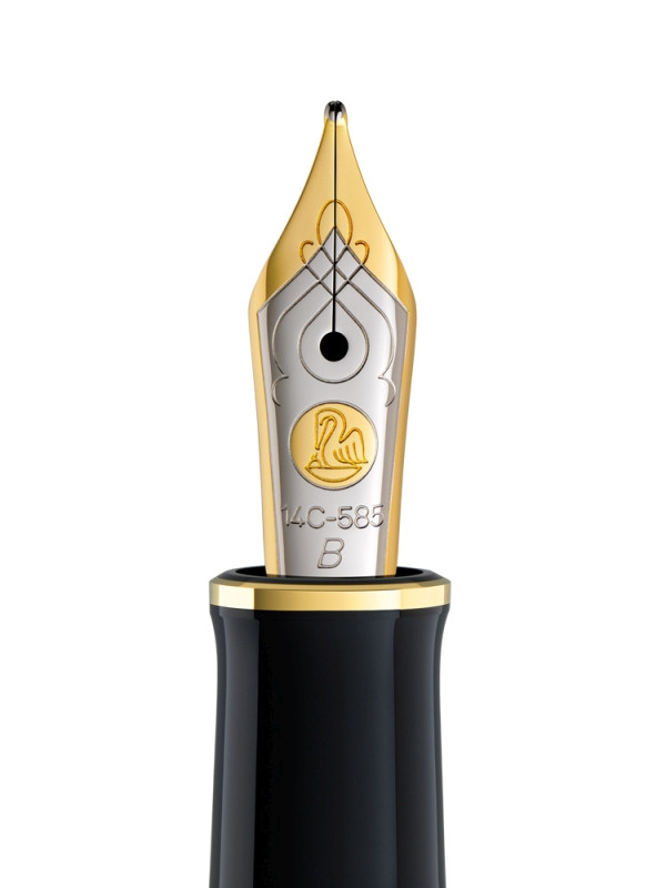 Penita B Din Aur De 14K/585 Ornament Din Rodiu Pentru Stilou M400 Bicolora Pelikan