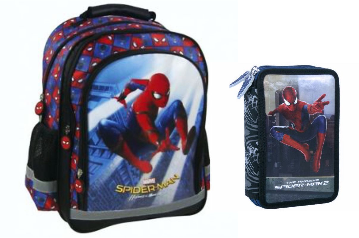 Set scoala Spiderman - Ghiozdan, penar echipat, 20 caiete Herlitz A5 48 File